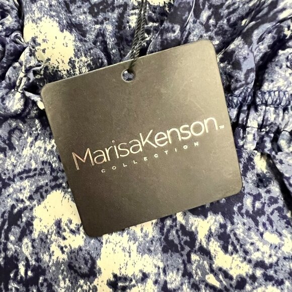 Marisa Kenson Off Shoulder Bell Sleeve Top Blue/White Size Small New - Picture 10 of 10